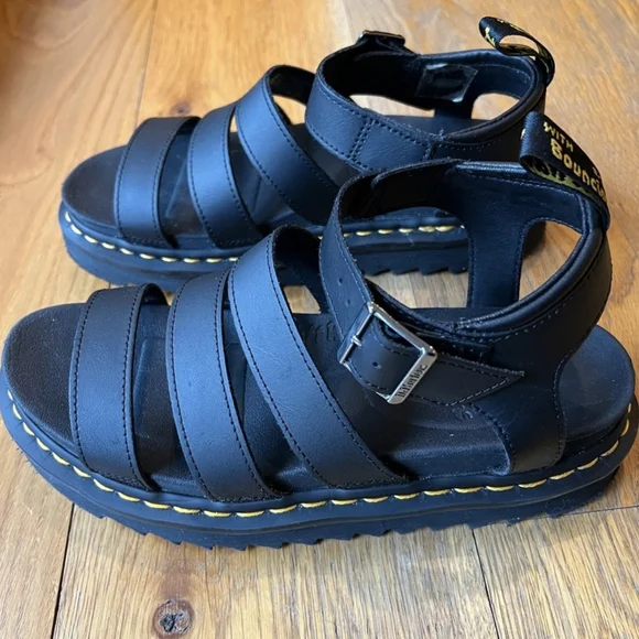 Dr. Martens Black Sandals with Yellow Stitching Dr. Martens | Shoes | Dr Martens Black Sandals With Yellow  main image 4